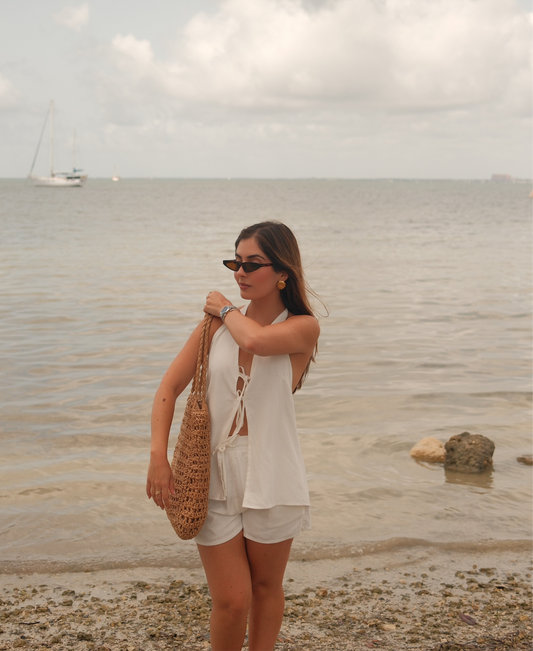 Bahamas - Tied Front Halter Neck Top and Shorts Set