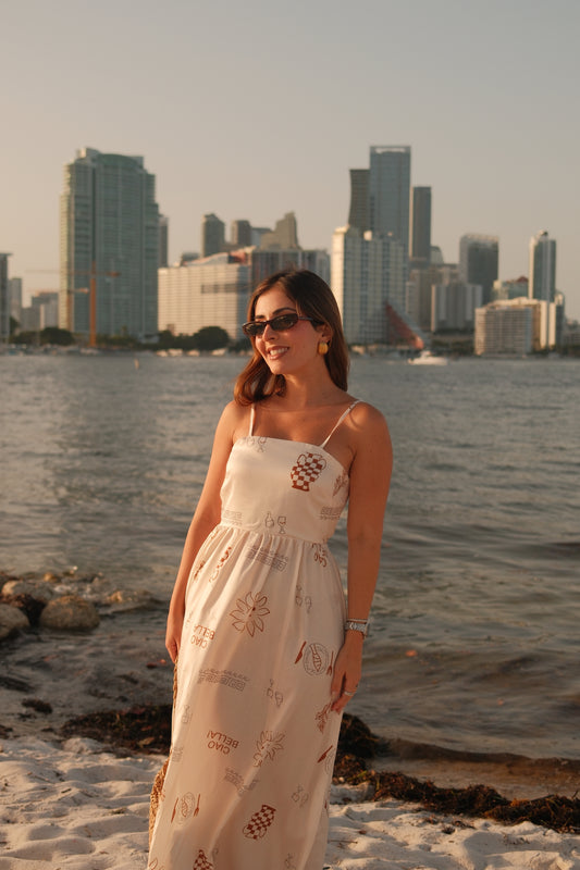 Destin - Printed Square Neck Maxi Cami Dress